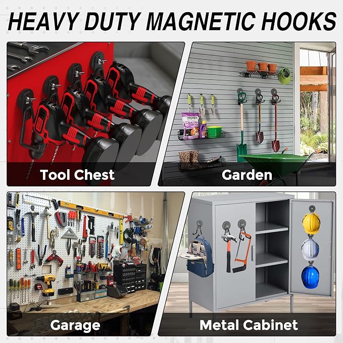 Heavy Duty Storage Magnetic Utility Hooks Large Garage Strong Extra Magnet - Image 6
