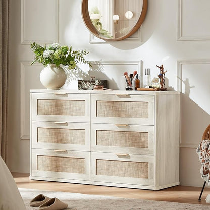 LEYAOYAO Rattan 6 Drawer Dresser - Image 6