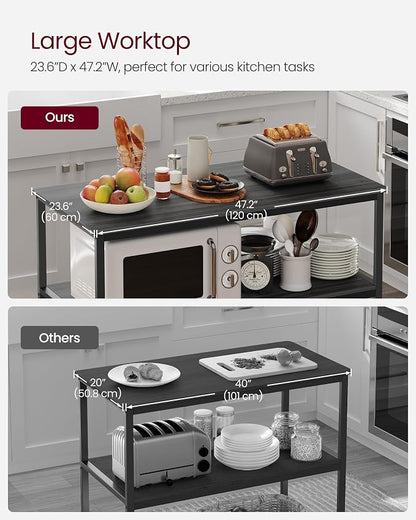VASAGLE Kitchen Island with 3 Shelves, 47.2 Inches Width Kitchen Shelf with - Image 5