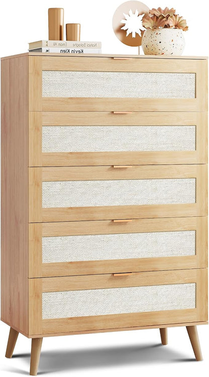 WLIVE Rattan Dresser for Bedroom, Boho Dresser Closet Storage Organizer for by WLIVE