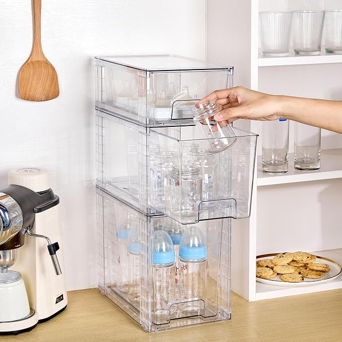 Vtopmart 6 Pack Clear Stackable Storage Drawers, Plastic Drawers - Image 6