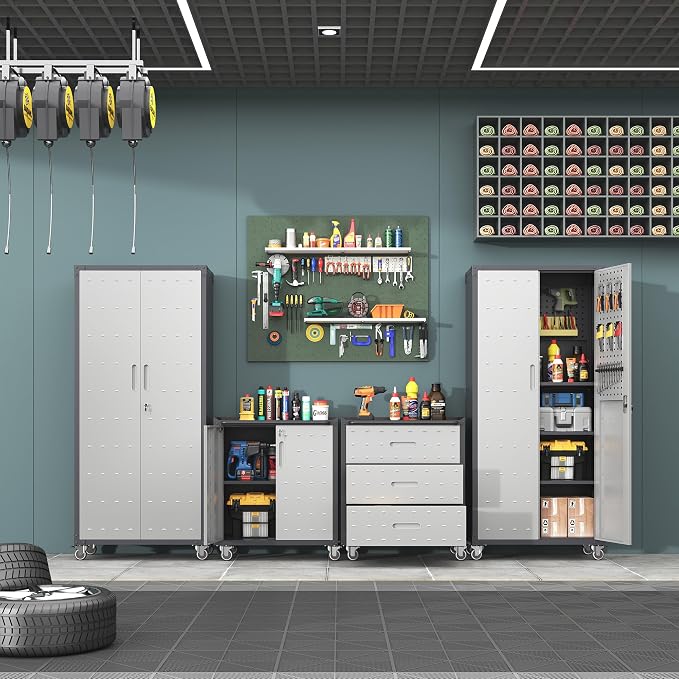 Metal Tool Cabinet, Garage Storage Cabinet System, Wall Cabinet & Locking - Image 2