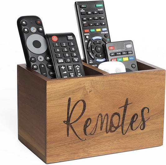 Acacia Wood TV Remote Holder, Caddy and Organizer by LBEMEY