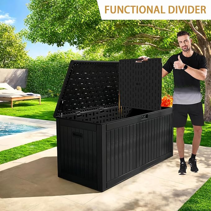 KUIKUI 320 Gallon Deck Box Waterproof, Extra Large Outdoor Storage Box Lockable - Image 4