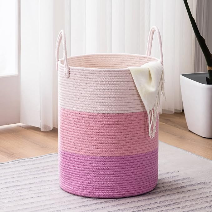 YOUDENOVA Woven Rope Laundry Hamper Basket, 58L Tall Luandry Basket, Baby by YOUDENOVA