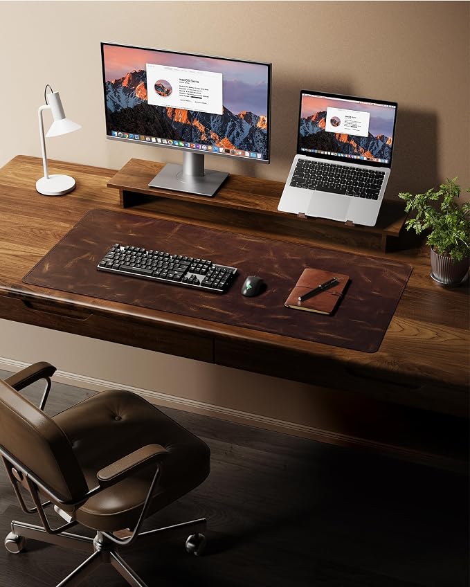 YSAGi Leather Desk Mat, 31.5"x15.8"Real Leather Desk Pad, 3mm Thick Desk Blotter - Image 7