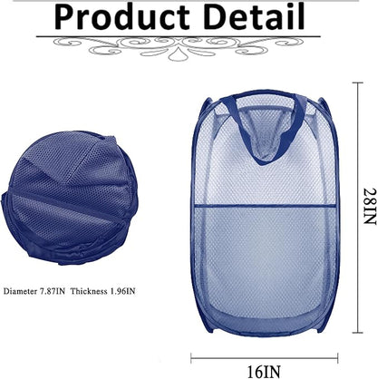 Collapsible Pop Up Laundry Hamper, Extra Large Mesh Foldable Laundry Basket - Image 2