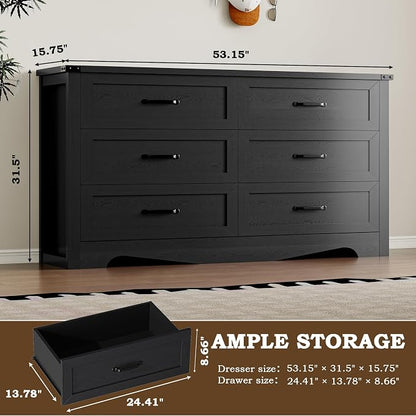 6-Drawer Dresser for Bedroom, Modern Wooden Chest of Drawers - Image 2