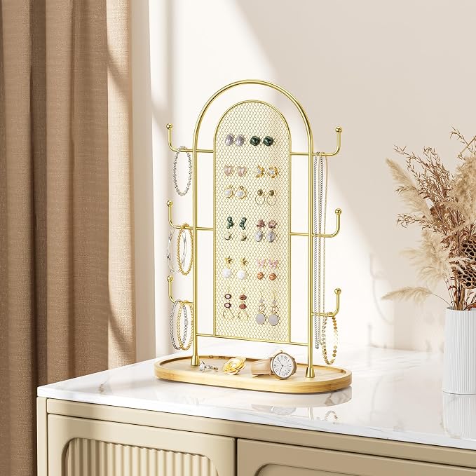 Jewelry Display Earring Stand Gold Organizer Earring StorageTree Jewelry Rack - Image 3