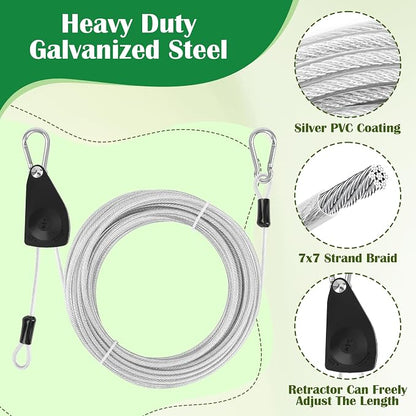 40 FT Clothes Line Outdoors, Anglecai 3/16" Retractable Wire Clothes Ropes PVC - Image 3