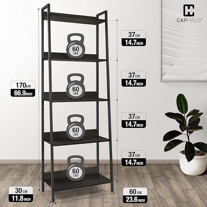 CAPHAUS 5 Tier Ladder Bookshelf, 24 Inch Width Free Standing Shelf, Bookcase - Image 3