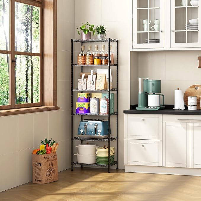 HOMEFORT 6-Shelving Unit, Adjustable Wire Shelving, Metal Wire Shelf Rack - Image 2