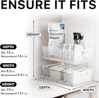 Simple Houseware 2 Tier Bathroom Organizer Tray Pull-Out Sliding - Image 6