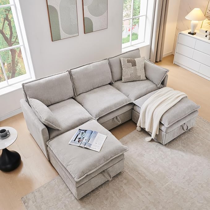 88.98" Sectional Couches for Living Room, Cloud Couch Sectional - Image 3