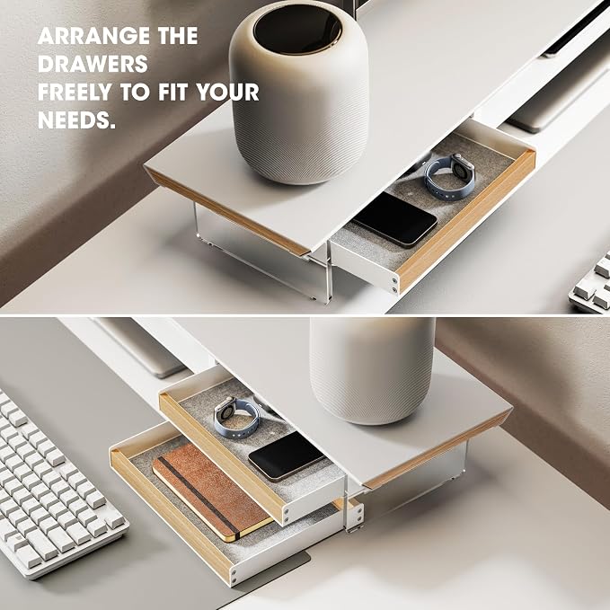 Fenge Dual Monitor Stand with Drawer, 42.5 Inch Large Monitor Riser with - Image 4