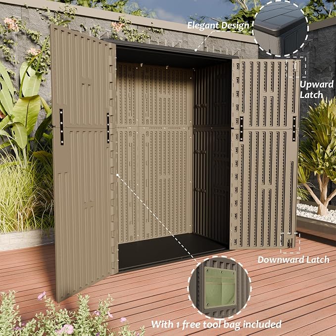 HOMSPARK Outdoor Storage Shed Weather Resistance, Patio Storage Cabinet - Image 4