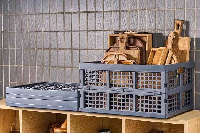 3-Pack Plastic Collapsible Storage Crates-30L, Foldable Plastic Crates - Image 6