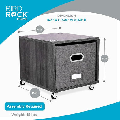 BIRDROCK HOME Rolling File Cabinet – Decorative Storage Shelf w/Removable Bins - Image 3