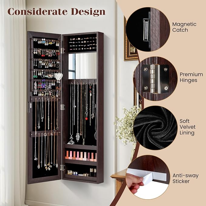 Giantex Wall Mounted Jewelry Cabinet - Image 6