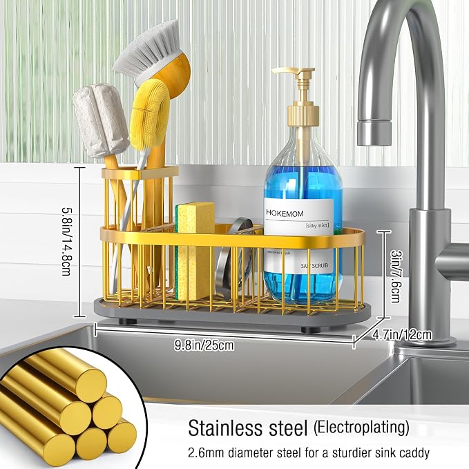 Kitchen Sink Organizer with Sponge Holder & Brush Holder - Image 7