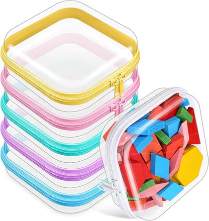 Sanwuta 6 Pcs Clear Hard Zipper Case Hard Plastic Zipper Pouches Transparent by Sanwuta