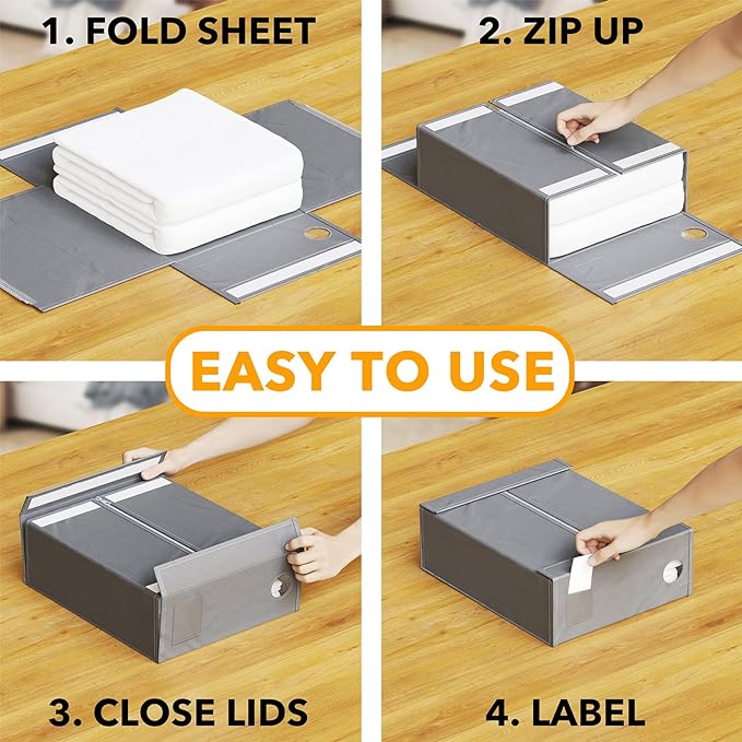 SpaceAid 2 Pack Bed Sheet Organizers and Storage, Foldable Sheet Organizer - Image 3