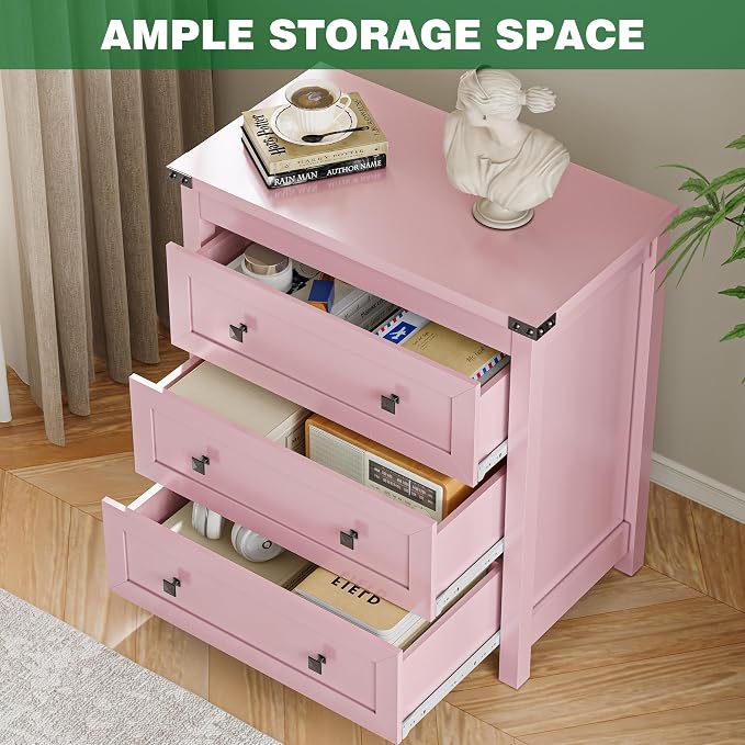 Dresser for Bedroom with 3 Drawers, Small Chests of Drawers, 27.55" Wide - Image 3