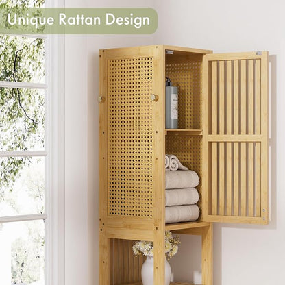 Amazer 70'' Tall Bathroom Storage Cabinet Bamboo, Slim Storage Cabinet - Image 6