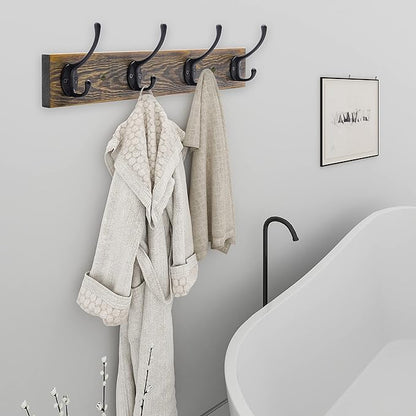 IBosins Wall Mounted Coat Rack, 2 Pack Metal Wood Coat Rack - Image 7