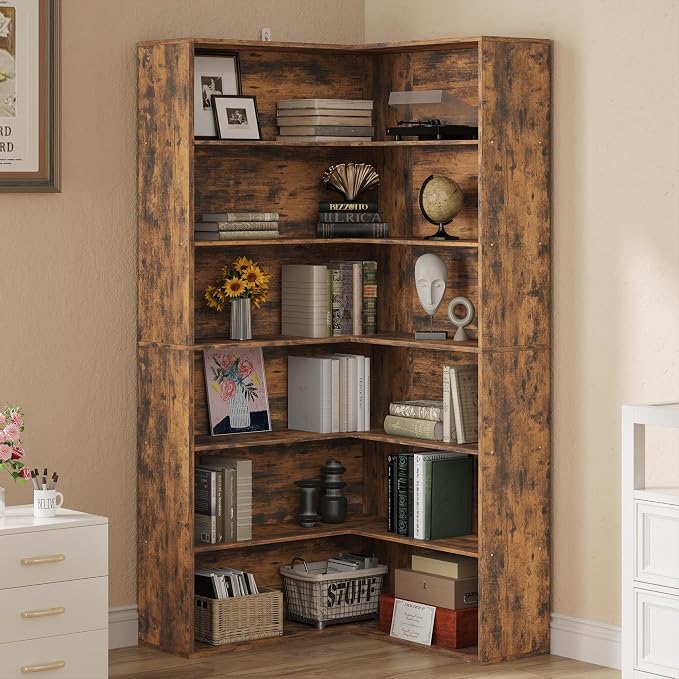 ANCTOR Corner Bookshelf, 6 Tiers Corner Bookcases - Image 7