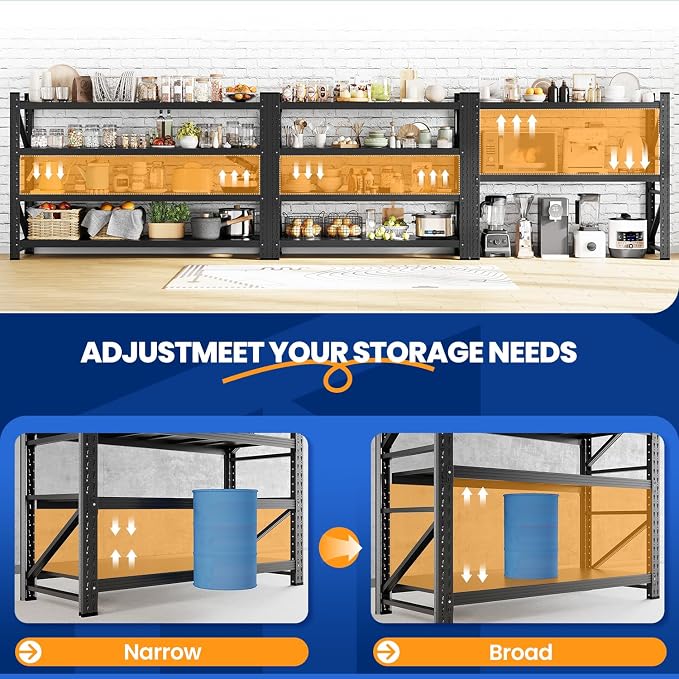 MIIIKO 48" W Storage Shelves, 3000LBS Metal Garage Storage Shelving, Heavy Duty - Image 4