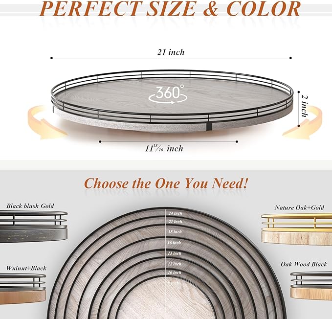 21" Lazy Susan Wood Turntable Organizer - Image 6