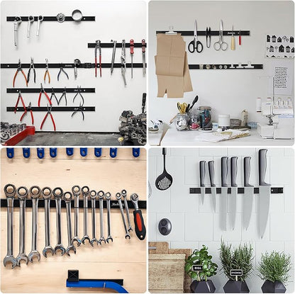 6 Pieces 18" Magnetic Tool Holder Strip, Metal Tool Organizer Rack - Image 6