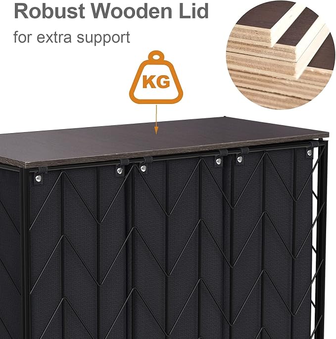 WOWLIVE Laundry Basket with Wheels, 142L Hamper 3 Section with Lid, Dirty - Image 6