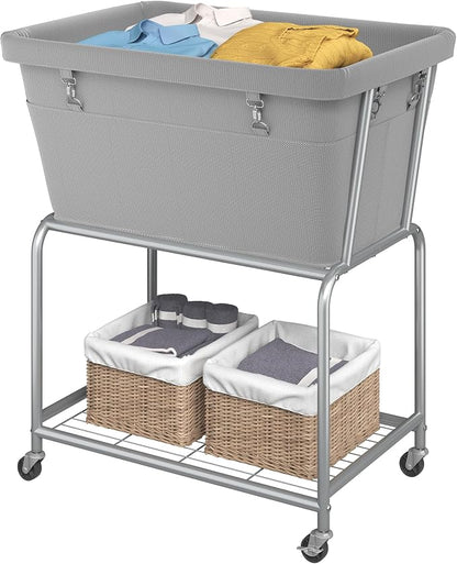 ELYKEN Laundry Cart with Wheels, Rolling Laundry Hamper with Removable Bag and by ELYKEN