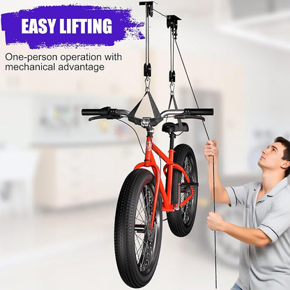 2 Pack Bike Hoist, Heavy Duty Ebike Lift Pulley System - Image 5