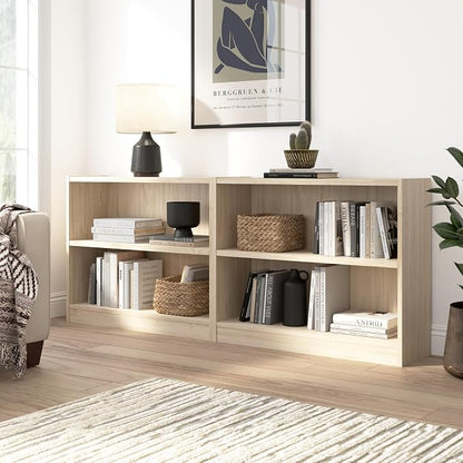 Bush Furniture Universal Small 2 Shelf Bookcase in Natural Elm, Low Storage and - Image 4