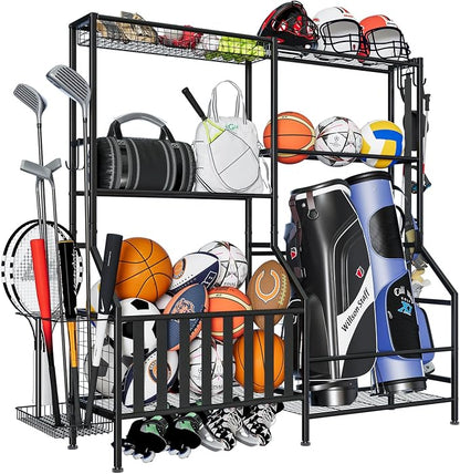 Sports Equipment Organizer, Heavy Duty Golf Bags Stand, Extra Large Ball by JIRTEMOT