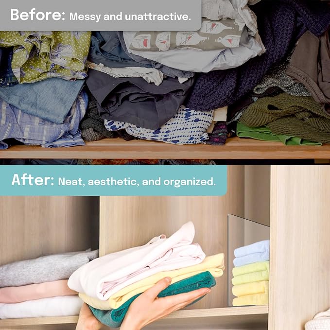 OKPOW Shelf Dividers for Closet Organization: 12 Pack Durable Clear Acrylic - Image 5