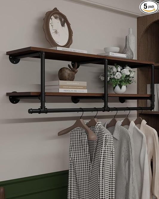 Wall Mounted Clothes Rack 12 Inch Deep, 48 Inch Heavy Duty Garment Rack by INDUSTRIALSHELVESDESIGN