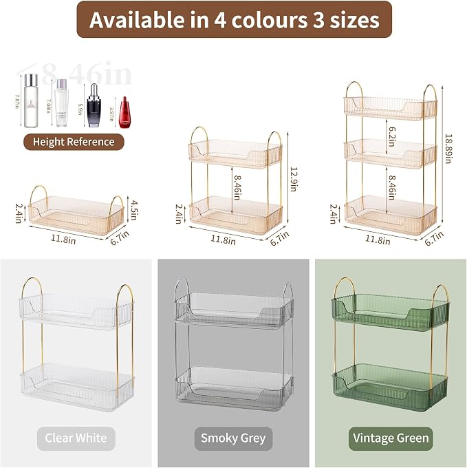 YCIA&DONE Bathroom Organizer Countertop, Makeup Storage, Skincare Cosmetic Tray - Image 5