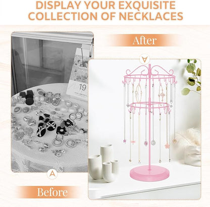 iDavosic.ly 2 Tier Rotating Necklace Holder Organizer - Image 5