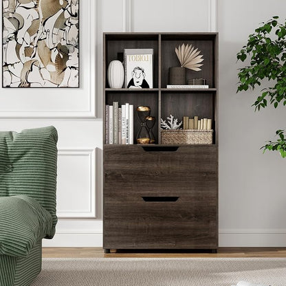 GOFLAME 4-Tier Bookcase with 2 Drawers, 51” Tall Bookshelf with 4-Cube Open - Image 9