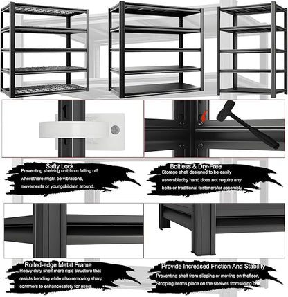 Storage Shelving Unit Height Adjustable Heavy Duty Garage Shelves Metal Utility - Image 6