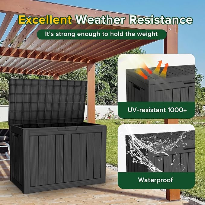 45 Gallon Resin Deck Box, Waterproof Outdoor Storage Box - Image 4