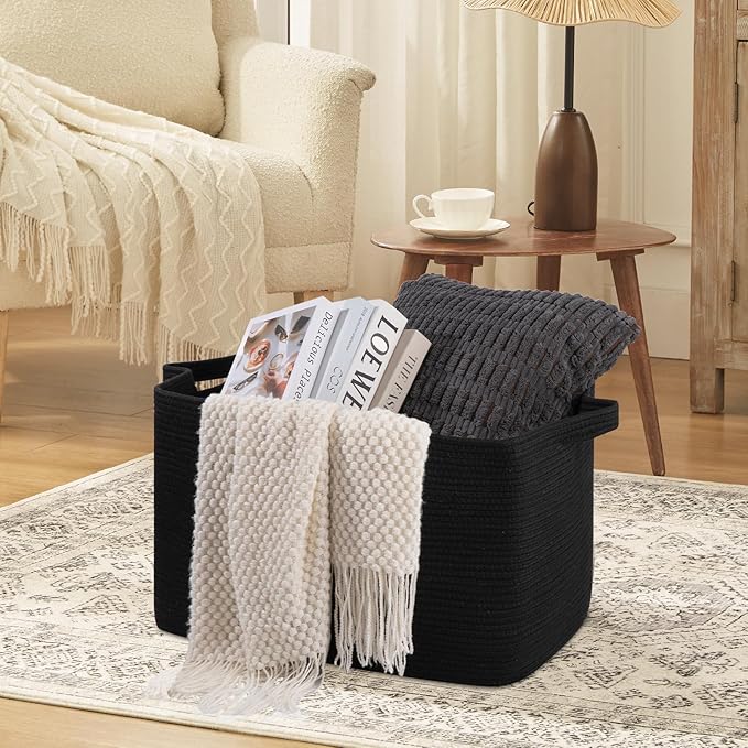 95L Extra Large Blanket Basket, Rectangle Nursery Blanket Storage - Image 4