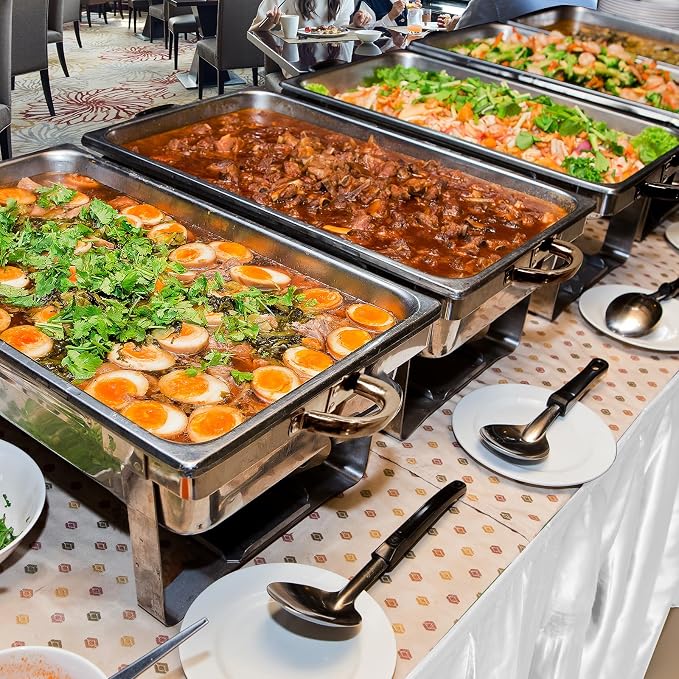 8 Qt 4 Pack Full Size Stainless Steel Chafing Dishes Buffet Set - Image 3