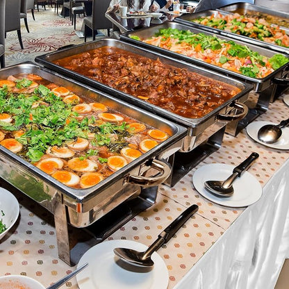 8 Qt 4 Pack Full Size Stainless Steel Chafing Dishes Buffet Set - Image 3