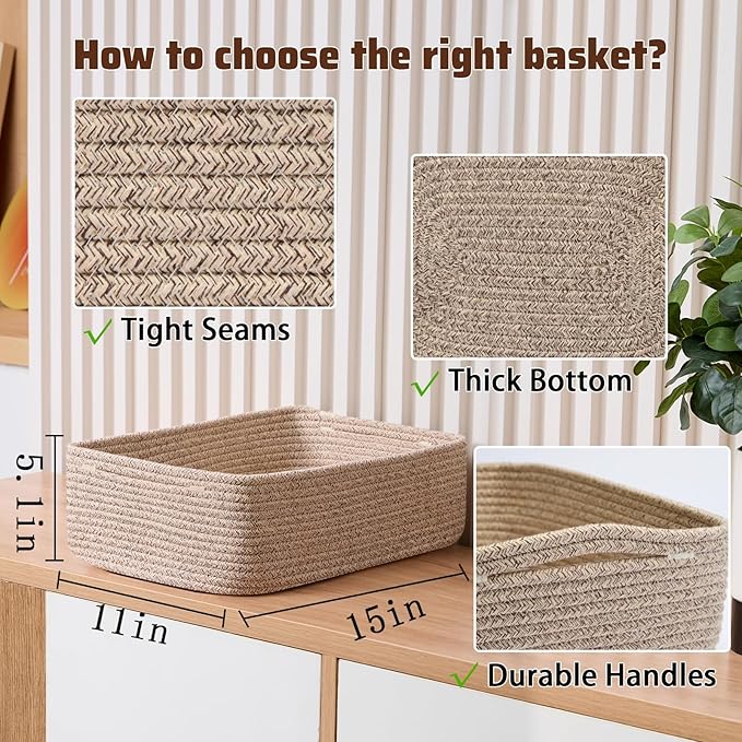 Large Shallow Organizing Baskets 15x11x5.1 Inches - Image 2
