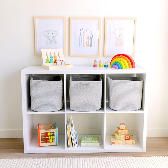NaturalCozy Storage Cubes 11 Inch Cotton Rope Woven Baskets - Image 3